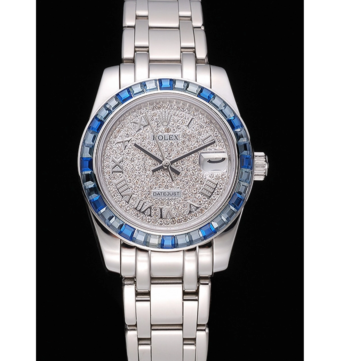 AAA Replica Watches Jewels 622834 Case And Bracelet Dial Rolex Stainless Diamond Bezel Datejust Blue Steel 0519
